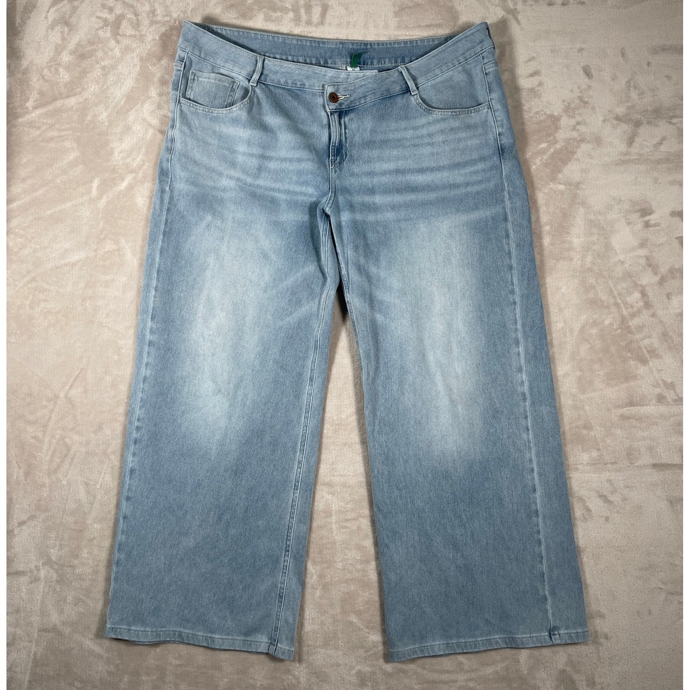 Halara Women's Jeans Asymmetric Low Rise Baggy Wide Leg Relaxed XL Blue